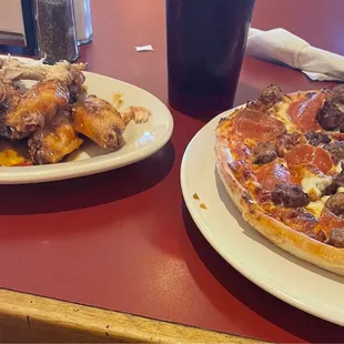 two plates of food on a table