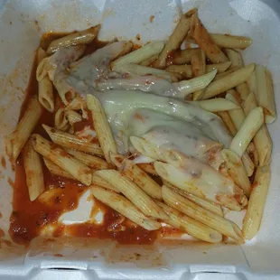 This is what it looked like when I opened it. Thought it would at least get baked or broiled instead of microwaved.