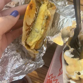 Bacon, Potato, Scrambled Egg and Cheddar Taco