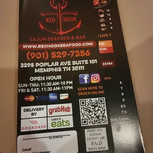 menu