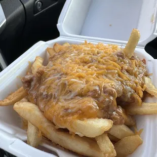 Happy hour chili cheese fries