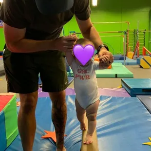 Walking the beam with dad!