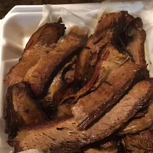 Beef Brisket, rubbed and smoked.