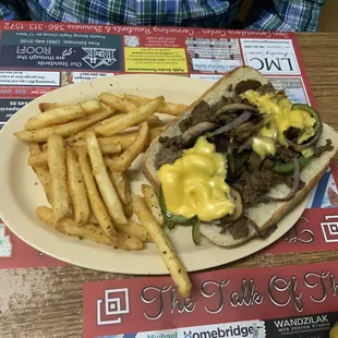 Philly with French fries and American cheese.