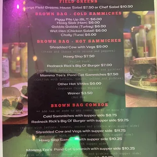 menu