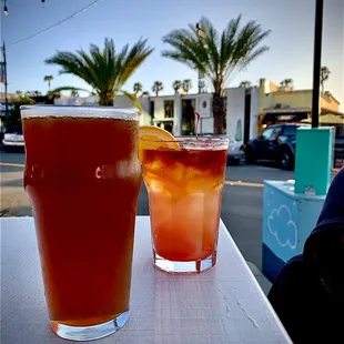 two drinks on a table