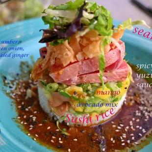 for Starters?  Seared Ahi Tuna...actually, a WHOLE meal, too !