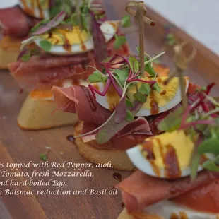 beautiful presentation with Prosciutto &amp; Hard-boiled egg.  
 I.G. == kim.d.west