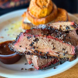 Smoke ring on the brisket.