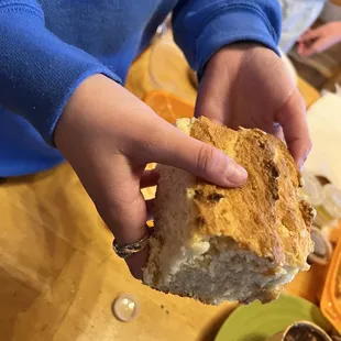Huge! Pieces of corn bread