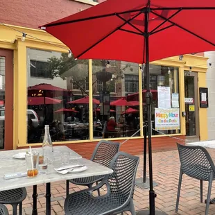 tables and chairs outside a restaurant