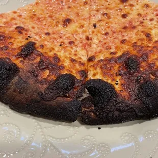 charred pizza