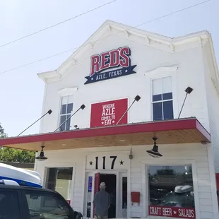 the front of the building