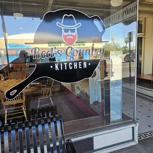 The sign in the window