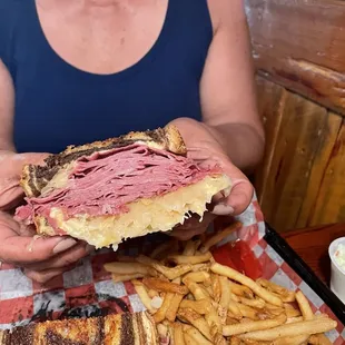 Half of the Reuben Sandwich! Meaty!