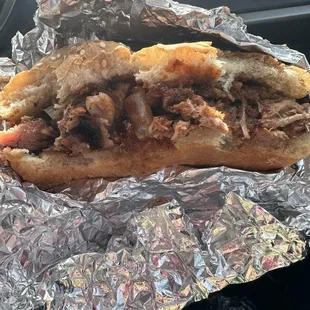 Pulled pork sandwich.