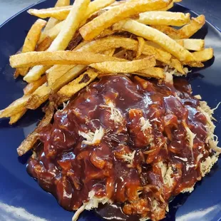 Pulled pork with fresh cut  fries