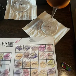 A glass of rose and my winning mingo board