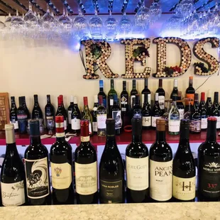 Our current selection of red wines sold by the glass. Come in and sample some of our 90+ rated wines