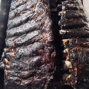 Smoked St. Louis ribs using hickory and oak