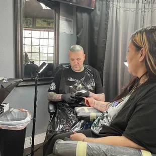 My Best friend Terri getting her tattoo