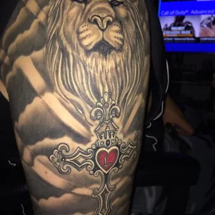 Completed up close look at my Lion Cross and Clouds done by Rico
