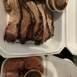 Brisket, sausage and stuffed jalapeño.