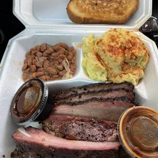 Brisket / Rib beans and potato salad.