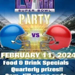 Super Bowl Party @3pm
Come out for laughs fun friends &amp; football,
Don&apos;t you miss out on our Crazy Shenanigans!!