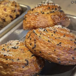 three pastries on a tray