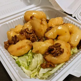 70. Walnut Prawns. These were thickly breaded, horribly overcooked. Worst of our order easily.