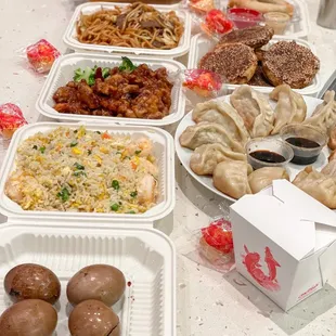 Selections of appetizers and entrees