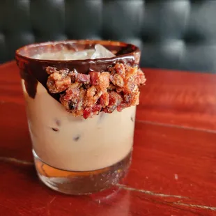 a shot of a dessert in a glass