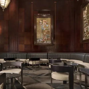 the seating area of the restaurant