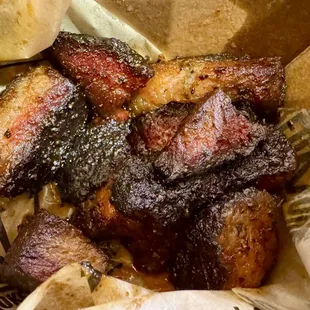 Pork Belly Burnt Ends. Good flavor. But maybe I'm not as much a fan of anything made from pork belly as it has a good bit of fat.