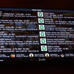 E- beer menu, circa Mar 2022.