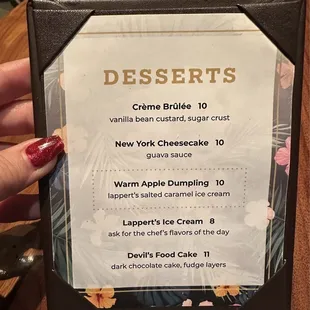 Dessert Menu