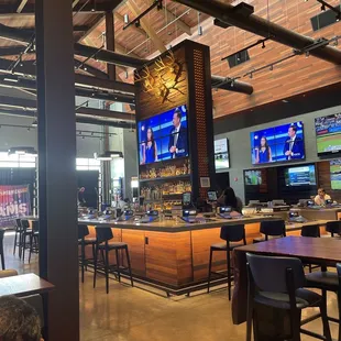 The Redwood Taphouse bar and big screen TV.