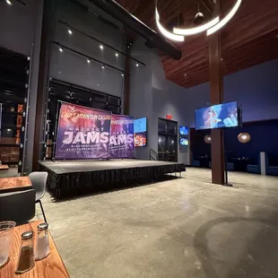 Open area in front of a stage