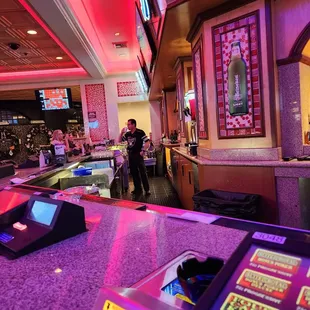 a bar with neon lights