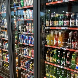 a display of soft drinks