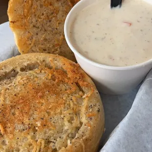 Clam chowder bread bowl