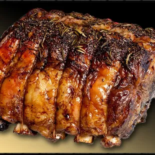 Tender, aged bone-in prime rib