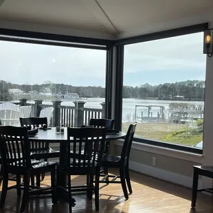 a view of the harbor from the dining room