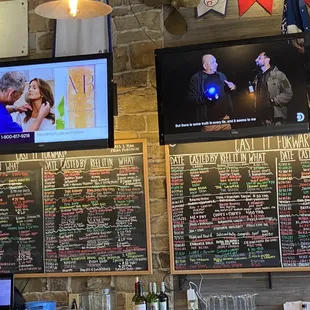 menus and tvs on the wall