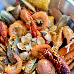 a bowl of seafood