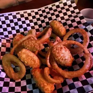 Jalepeno poppers and onion rings