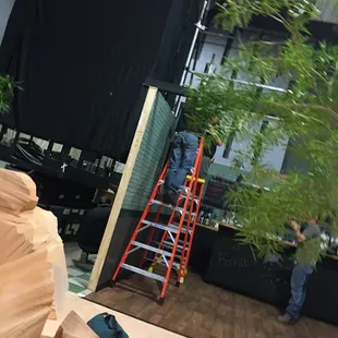 Crew working on the set.