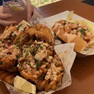 Waffle lobster fries and lobster roll