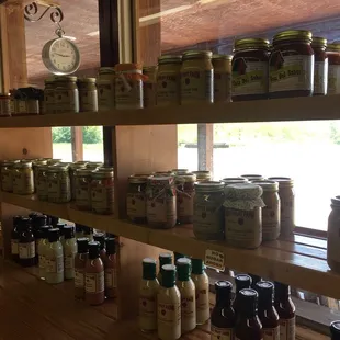shelves full of jars of preserves